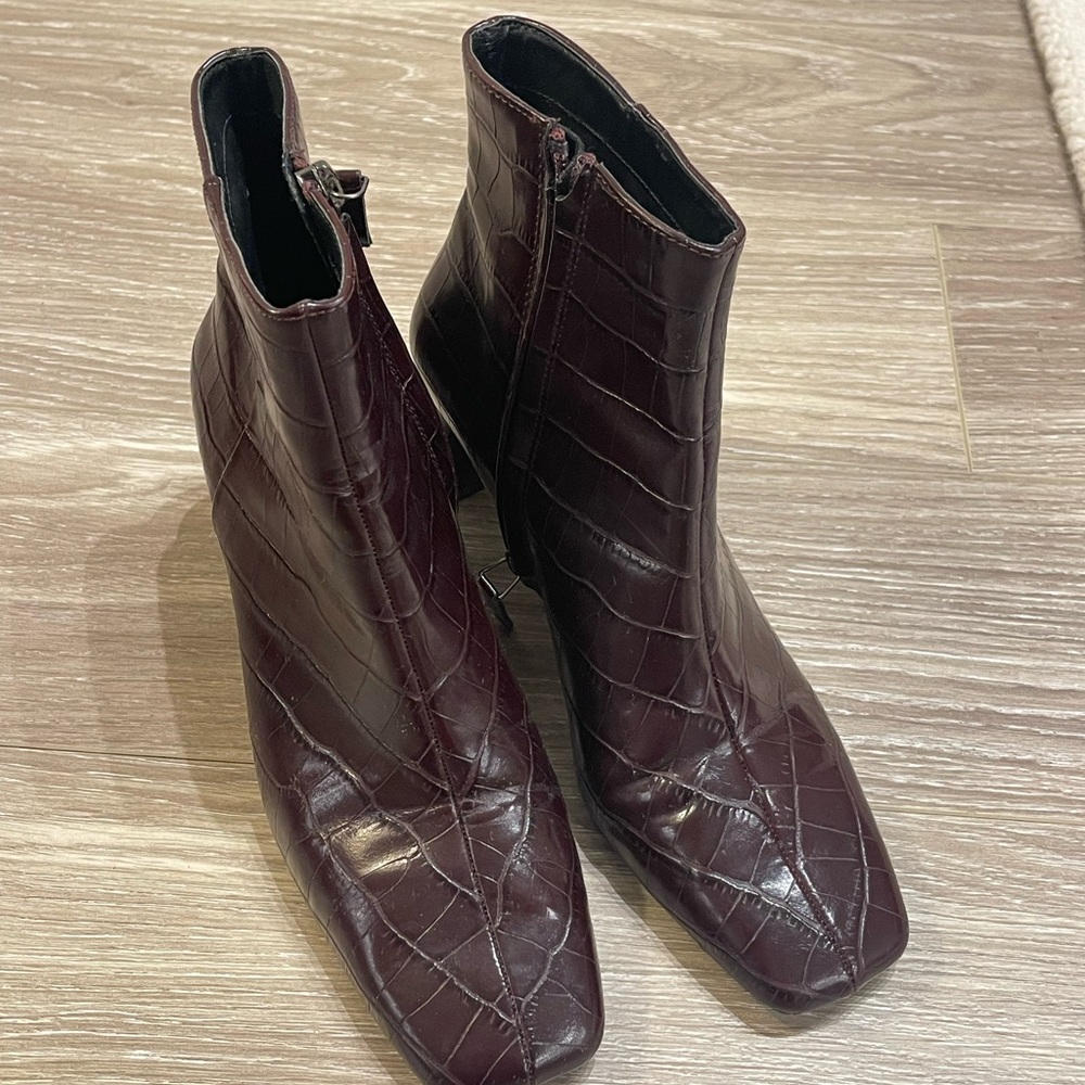 Mango Burgundy Ankle Boots in size 8/EU38